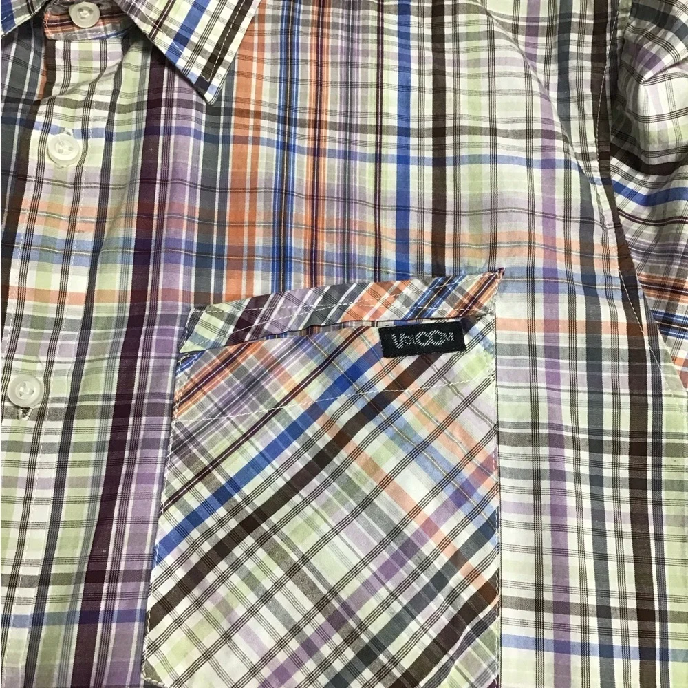Volcom Casual Purple and Orange Plaid Button Down Shirt Item #111 - Picture 8 of 9